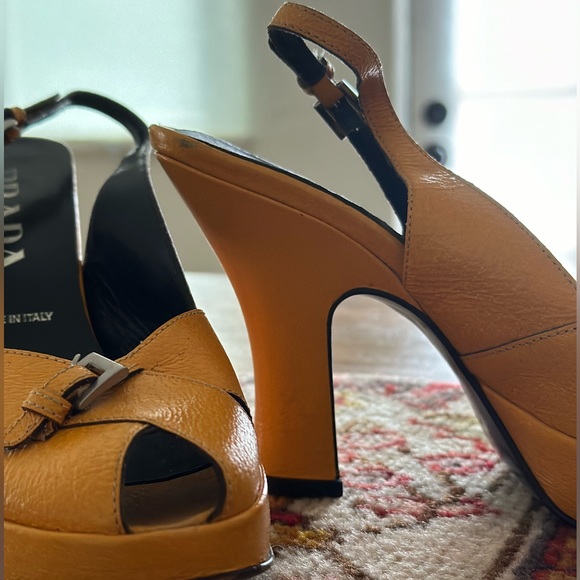 Marigold Prada Slingback Heels - Picture 2 of 8